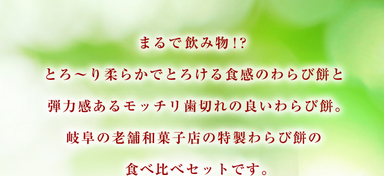 岐阜老舗和菓子店の特製わらび餅食べ比べ